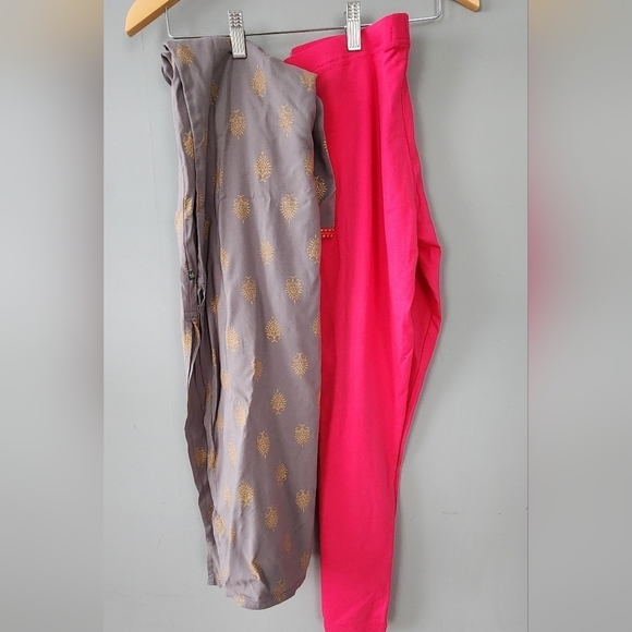 Two piece salwar cotton blend gray and pink size small - Picture 2 of 3